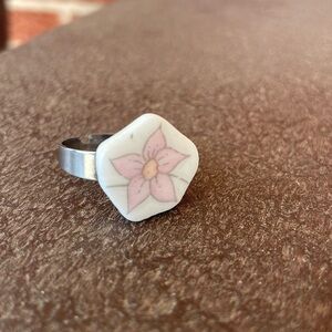 Handmade broken china plate ring